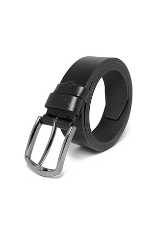 Büyük Beden Erkek 100 % Hakiki Deri Keten ve Kumas Kemer Siyah