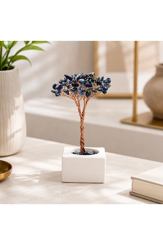 Bakgelal Doğal Lapis Lazuli Taşlı Yaşam Ağacı El Yapımı Dekoratif Masa Üstü Obje