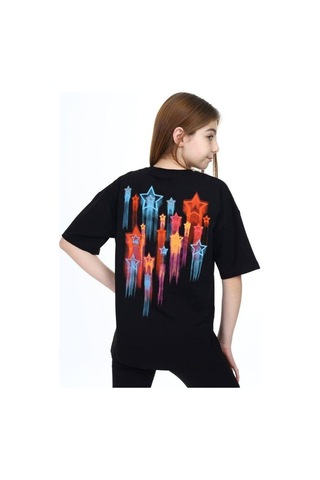Ekkokids Kız Çocuk Yıldız Baskılı Tshirt-14047 Siyah