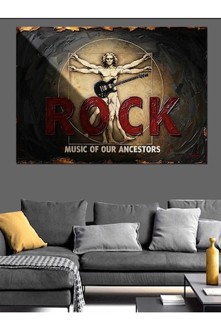 Ahşap Tablo Rock Müzik Temalı Vitruvius Adamı Hayvan Tabloları