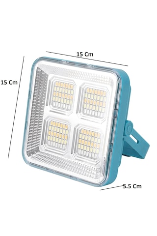 Hp-l02 Solar Taşınabilir Led Kamp Lambası 60w 60 Led Usb Şarjlı Powerbank Özellikli Su Geçirmez Flaşhör 4 Mod Açık Mavi