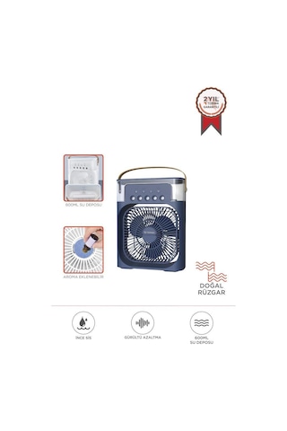 Toria F-17 Mavi Mini Taşınabilir Masaüstü Hava Nemlendirici Fan Vantilatör