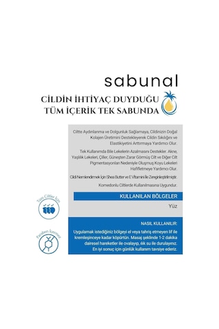 Sabunal Kolajen Sabunu - Hyaluronik Asit ve Kojik Asit İçerikli Aydınlatıcı Sabun 100 G