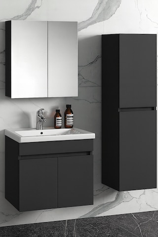 Viena Banyo Dolabı Ve Ayna Üst Modül Takım Antrasit