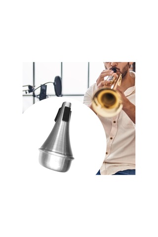 Homyl Trompet Düz Susturucu Alüminyum Alaşımlı Caz Gümüş