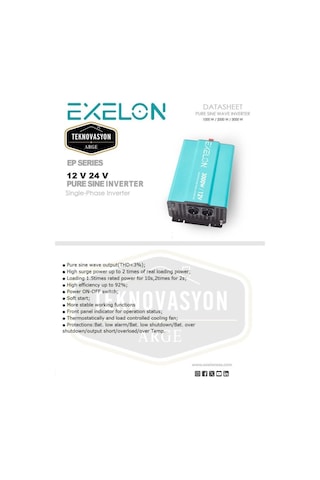 Exelon  Tam Sinüs 3000w 24v İnverter