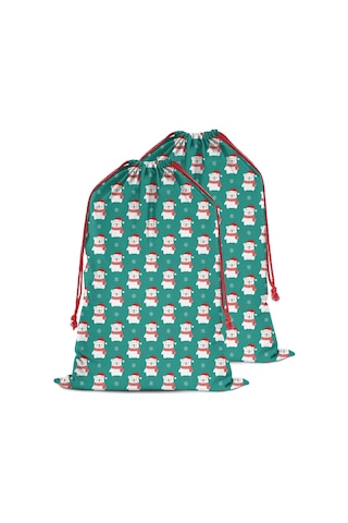 Büyük Noel Baba Hediye Çantası, Pamuklu Kordonlu, Yeniden Kullanılabilir Noel Kutup Ayısı