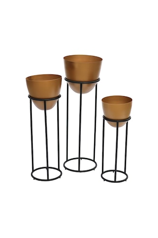 Summus Metal Ayaklı Saksı Büyük Boy Bronz