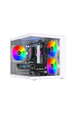 Hiper Akvaryum Cube 3x Rgb Fan M-atx Gaming Bilgisayar Kasası