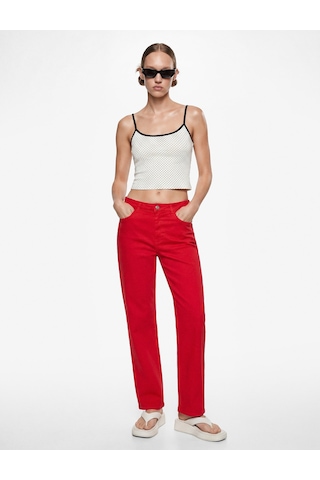 Koton Pamuklu Slim Fit İnce Askılı Puantiyeli Atlet Ekru Desenli 6sal30262ık