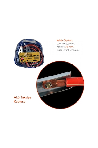 Kgn Akü Takviye Kablosu 35 Mm 2,3 Mt 1000 Amper 1201003