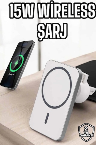 Araç Uyumlu Kablosuz 15w Taşınabilir Şarj Aleti Çift Kablo Çok Renkli