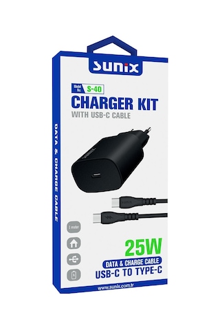 Sunix Cep Telefonu Şarj Aleti 25W Type C Hızlı Şarj Kısa Devre Ko