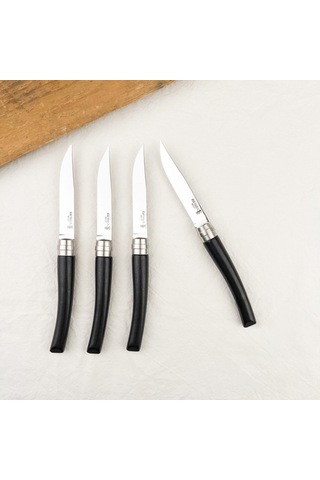 Opinel Chic 4'lü Et Bıçağı Seti - Abanoz Ağacı Ebony Siyah