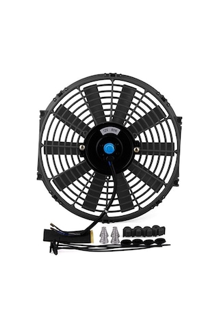 Evrensel 12 İnç Araba Su Yağ Soğutucu Dc12v 90 W Ll/sh Viraj Siyah Bıçak Elektrikli Soğutma Radyatör Fanı Araba Kart Buggy