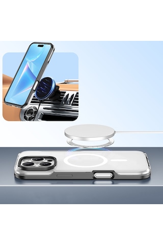 Apple iPhone 16 Pro İle Uyumlu N52sh Mıknatıslı Güçlü Magsafe Şarj Özellikli Telefon Kılıfı Kapak