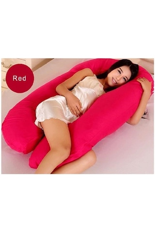 Ortopedik 5 Farklı Bölge Destekli Hamile Yastığı Kırmızı