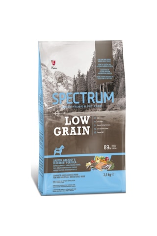 Spectrum Low Grain Somonlu & Hamsili Yaban Mersinli Orta ve Büyük Irk Yetişkin Köpek Maması 12 KG