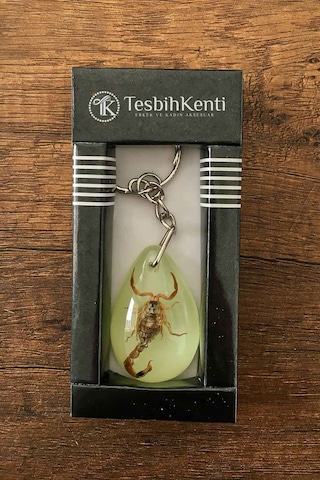 Yeşil Renk Akrep Fosilli Anahtarlık Model 3