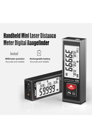 Mufunye Sndway Taşınabilir Lazer Ölçüm Cihazı, 40m Menzil, Metal Kasa, Şarj Edilebilir, İç Mekan Kullanımı İçin Sw-b40