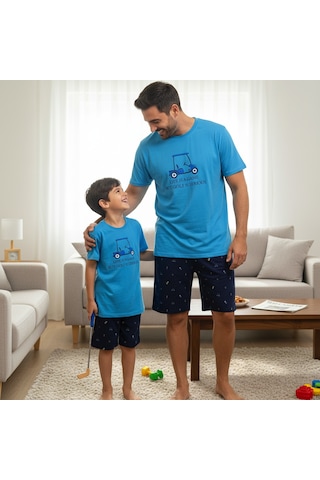 Bonbon Baba Oğul Pijama Takımı - Ürünler Ayrı Ayrı Satılır, Kombin İçin Ayrı Ayrı Sırayla Sepete Ekleyiniz Bb2501 Mavi