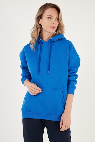 Lela Regular Fit Pamuklu Kapüşonlu Yaka Şardonlu Kışlık Bayan Sweat 5863854 Saks