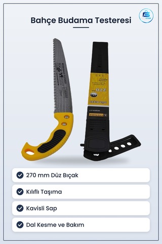 Bahçe Budama Testeresi 270 Mm Düz Bıçaklı Kılıflı Bıçkı Dal Kesme