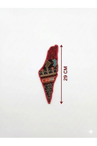 Askılı Filistin Haritası Üzrine Filistin Renkli Nakışlı Küçük Hacmi 29 Cm P00058 Diğer
