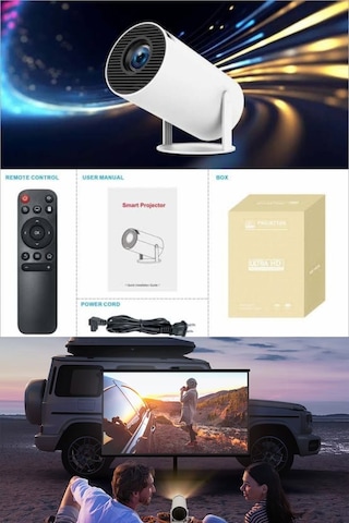 Wearfitpro Hy300-1 Taşınabilir Projektör 1080p Android Son Sürüm Kablosuz Bağlantı Mini Ev Sineması 4k Yansıtma
