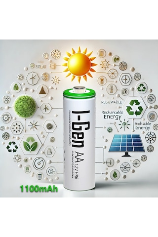 I-Gen B154 2 Adet AA 1100 mAh Şarjlı Kalem Pil 1.2V Ni-MH Solar Aydınlatma Uyumlu