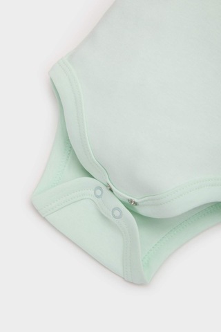 DeFacto Kız Bebek Yenidoğan Bisiklet Yaka Baskılı Ribana Kısa Kollu Çıtçıtlı Body E8243A525SMGN1250 Yeşil