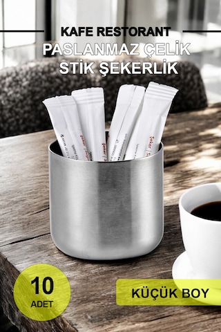 10 Adet Kafe Restorantlar Için Stik Stick Şekerlik Çubuk Şekerlik Küçük Krom