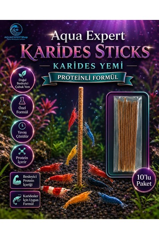 Aqua Expert Karides Sticks Karides Yemi 10 Lu Paket Doğal Besleyici Çubuk Yem Özel Formül - Protein