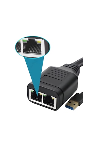 4711 1x2 Port Rj45 Usb Güç Destekli Ethernet Switch Splitter Çevi