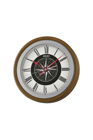 Seiko Qxa844b Kahverengi Renkli Plastik Kasa Pusula Kadranlı Quartz Mekanizmalı Duvar Saati Çok Renkli