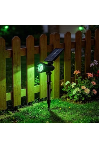 Güneş Enerjili 7w Yeşil Led Toprağa Saplamalı Lamba Solar Peyzaj Aydınlatma 1 Adet Çim Armatür -