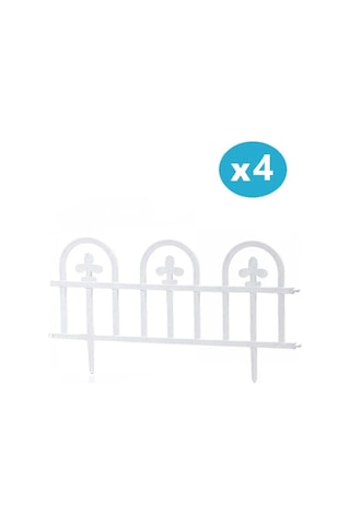 Omnipazar Sy-5992 Estate Plastik Bahçe Çiti 60x32 Cm 4'lü Set Beyaz