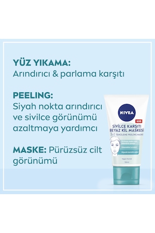 Nıvea 3'ü 1 Arada Beyaz Kil Maskesi 150 Ml