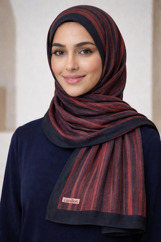Cardion Pamuk İpek Şal - 70 X 180 - 06303 Siyah - Bordo