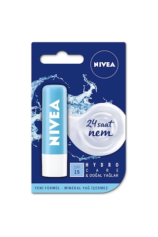 Nıvea Hydro Care Dudak Bakım Kremi, 24 Saat Nem, Aloe Vera, Saf Su Ve Doğal Yağlar, Spf 15, Gün Boyu Sku: Smg8690010394767