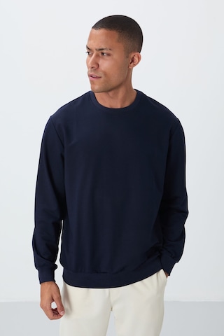 Tommy Life İndigo Pamuk Yumuşak Dokulu Standart Fit Basic Erkek Sweatshirt - 88363 Indıgo