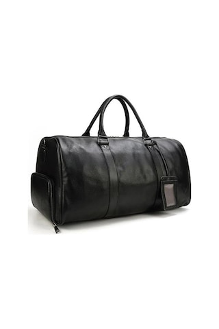 Deri Seyehat Çantası Ayakkabı Bölmeli El Ve Omuz Askılı 8683255012213 Siyah