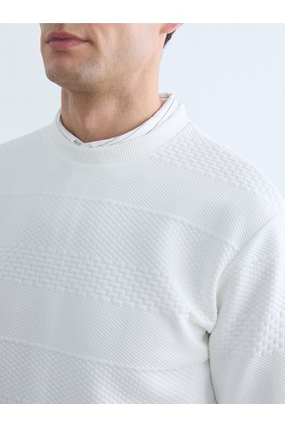 Lcw Vision Beyaz Bisiklet Yaka Erkek Sweatshirt