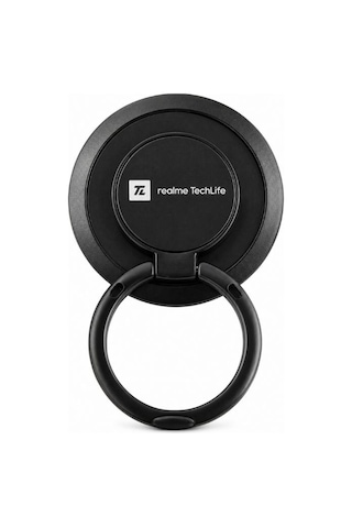 Realme Techlife Yüzüklü Telefon Tutacağı Metal Kulplu, Siyah, 360 Döner Stand