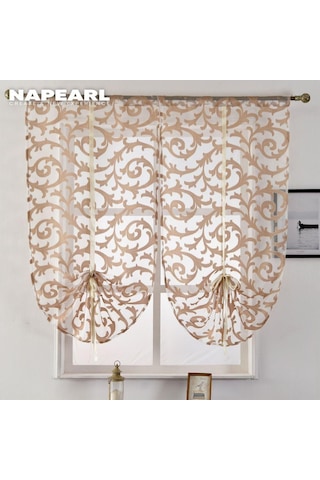 Krem 1 Pc Napearl Avrupa Tarzı Moda Çiçek Pencere Ev Mutfak Jakarlı Kumaş Tül Perde 1pc W80cm X L220cm Krem