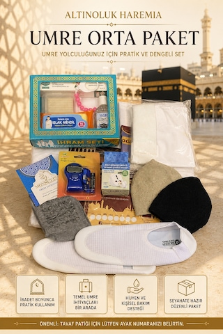 Umre Orta Paket Hac Ve Umre Hazırlık Seti Tavaf Patiği, Tavaf Sayacı, İhram Kemeri Standart