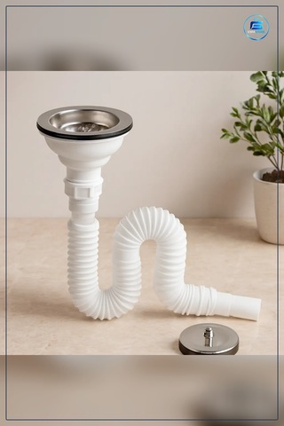 Lavabo Sifonu Filtreli Körüklü Çöpmek Başlı Esnek Banyo Tesisatı