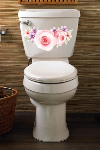 Pembe Güller Klozet Kapağı Ve Banyo Sticker