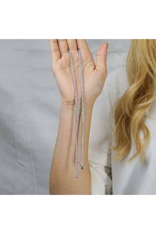 Modagümüşevi Pırlanta Tasarımlı Yuvarlak 925 Ayar Gümüş Su Yolu Kolye 3 Mm