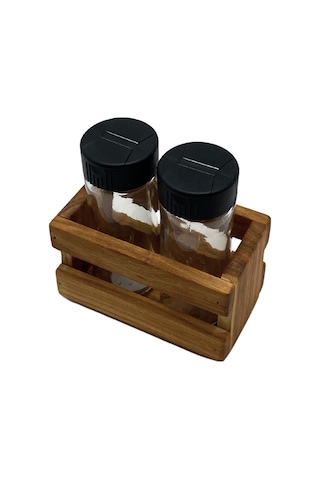 Ahşap Doğal 2li Baharatlık Ahşap Cam Set Takımı Set Kiraz 1 Set Ahşap